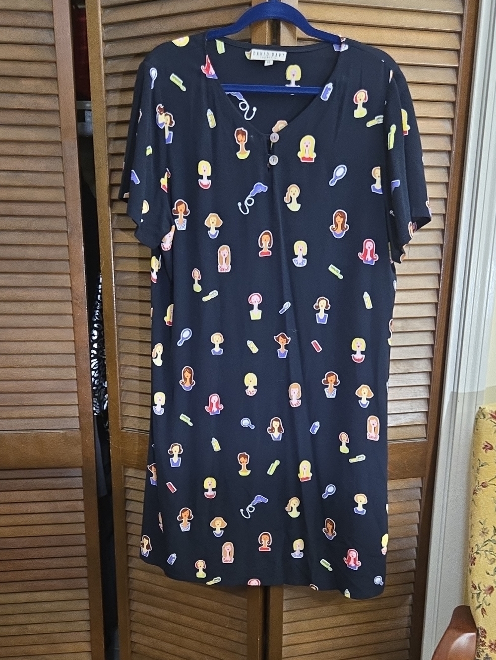 Dark Navy Printed Shift Dress by Dana Buchman